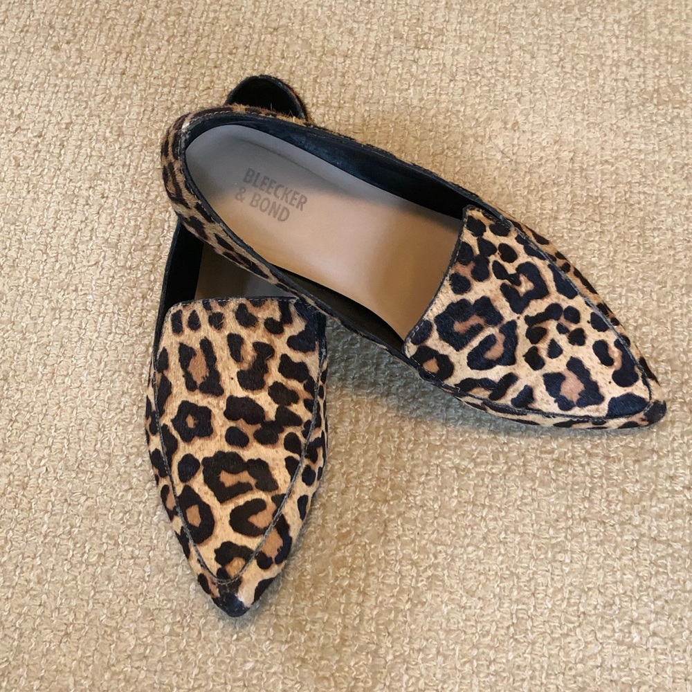 Bleecker and Bond animal print calf-hair  loafers.